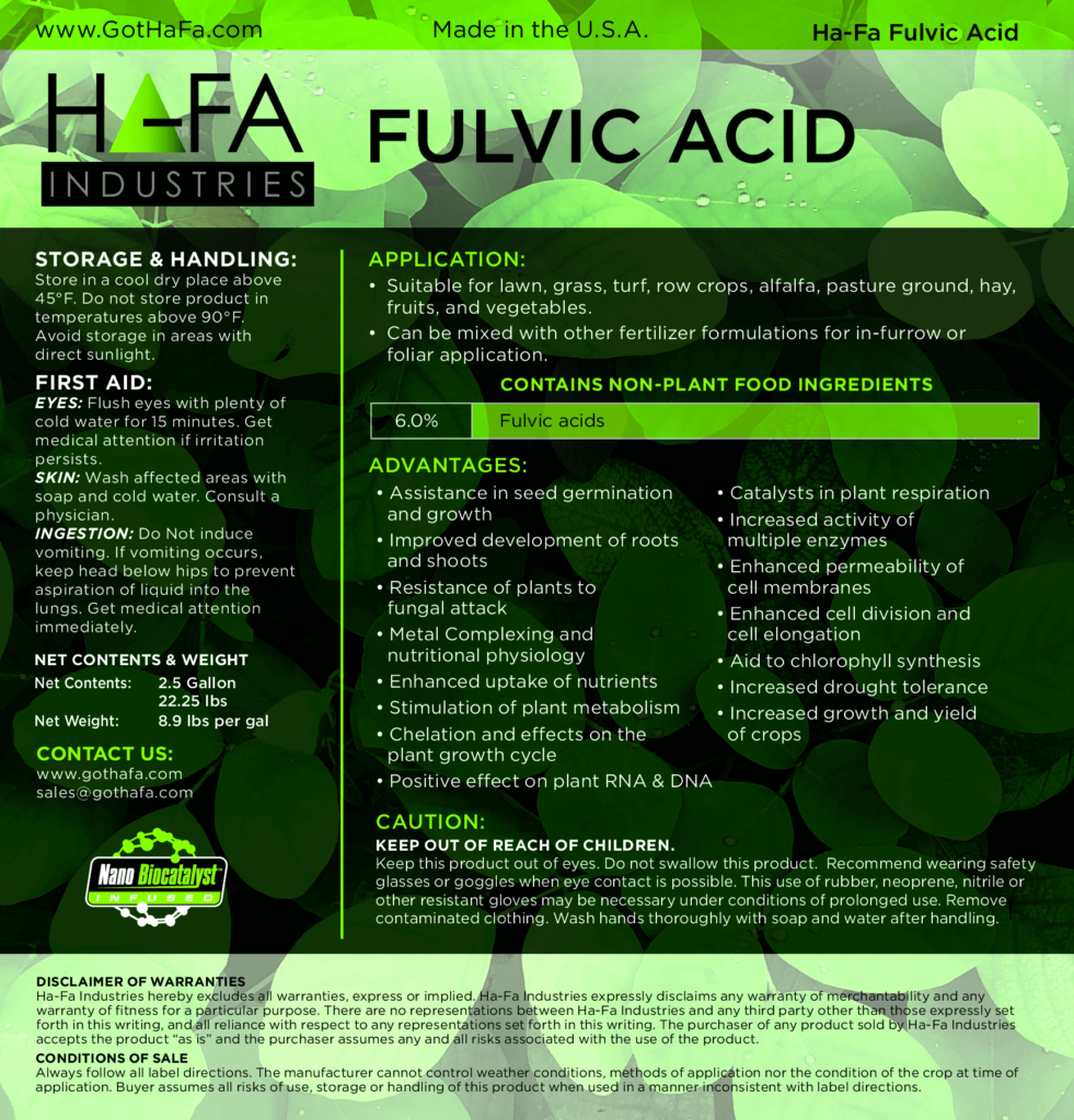 Fulvic Acid Product Label